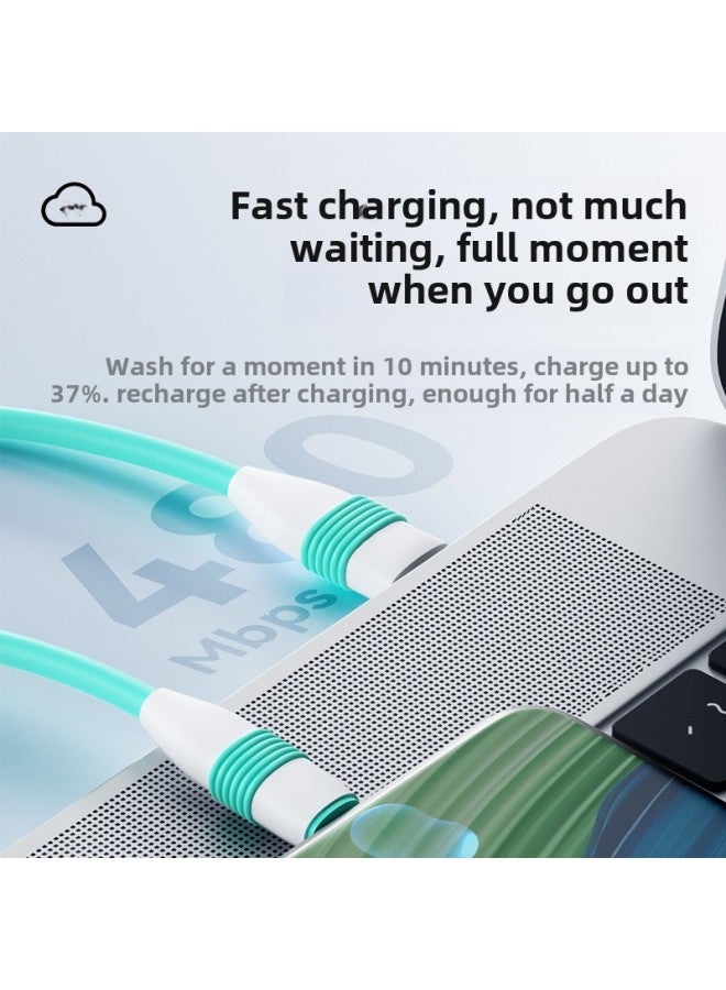 TYPEC 100w Android Fast Charging Data Cable Huawei Glory Suitable For Apple 7-16 Mobile Phone Charging Cable-Color:Green-Model:Typec To Typec 【can Charge Apple 15-16】 0.25m - Image 3